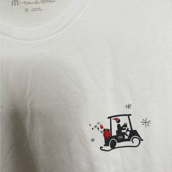 Travis Mathew white crewneck t shirt graphic holiday Santa too drunk to drive - Picture 6 of 11